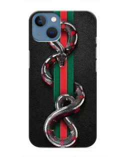 Чехол для iPhone 13 Mini с картинкой «Gucci — змея на полосе»