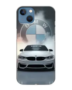 Чехол для iPhone 13 Mini с картинкой «BMW в белом дыму»