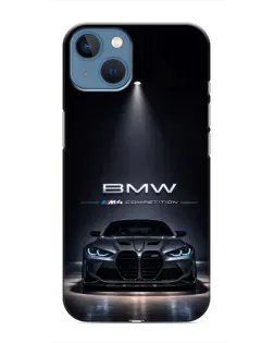 Чехол для iPhone 13 Mini с картинкой «BMW сквозь ночной город»