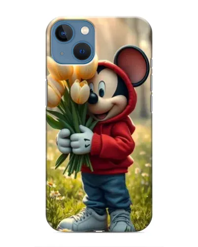 Чохол для iPhone 13 Mini з картинкою «Міккі з тюльпанами»