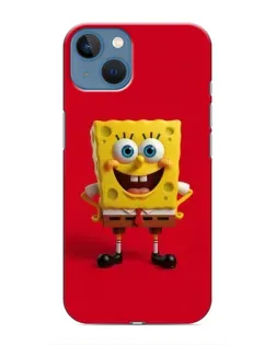 Чохол для iPhone 13 Mini з картинкою «Спанч Боб на червоному»