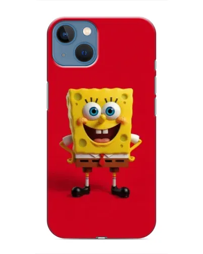 Чохол для iPhone 13 Mini з картинкою «Спанч Боб на червоному»