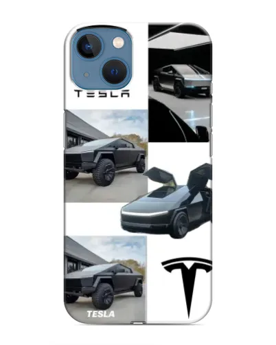 Чохол для iPhone 13 Mini з картинкою «Колаж Cybertruck Tesla»