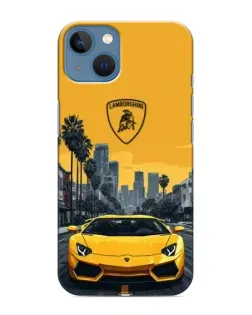 Чохол для iPhone 13 Mini з картинкою «Жовтий Lamborghini місто»