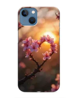 Чохол для iPhone 13 Mini з картинкою «Рожевий цвіт сердечко на тлі заходу» Чохол для iPhone 13 Mini з картинкою «Рожевий цвіт сердечко на тлі заходу»