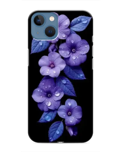 Чохол для iPhone 13 Mini з картинкою «Фіолетові квіти з росою»