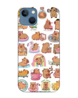 Чехол для iPhone 13 Mini с картинкой «Капибары набор»