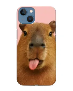 Чехол для iPhone 13 Mini с картинкой «Капибара с языком»