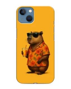 Чехол для iPhone 13 Mini с картинкой «Капибара на отдыхе»