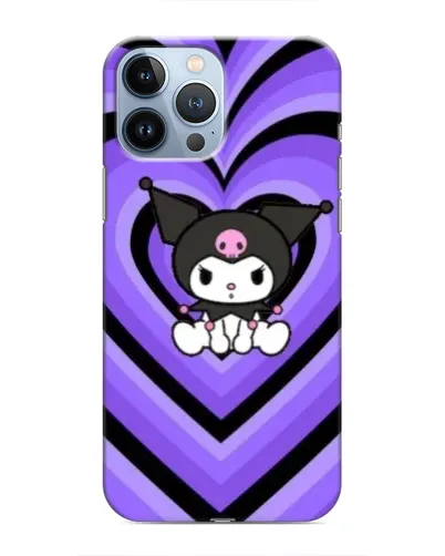Чохол для iPhone 13 Pro Max з картинкою «Kuromi та фіолетові серця»