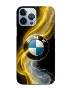 Чехол для iPhone 13 Pro Max с картинкой «Золотистый дым BMW»