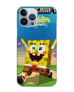 Чохол для iPhone 13 Pro Max з картинкою «Губка Боб Minecraft»