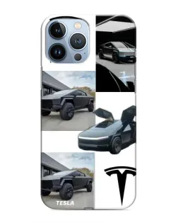 Чехол для iPhone 13 Pro Max с картинкой «Коллаж Cybertruck Tesla»