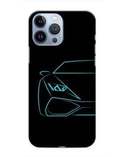 Чехол для iPhone 13 Pro Max с картинкой «Голубой силуэт Lamborghini»
