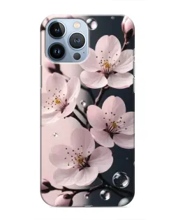 Чохол для iPhone 13 Pro Max з картинкою «Ніжня сакура та краплі»