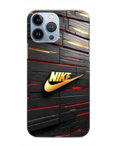 Чехол для iPhone 13 Pro с картинкой «Золотой Nike на металле» Чехол для iPhone 13 Pro с картинкой «Золотой Nike на металле»