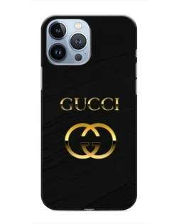 Чехол для iPhone 13 Pro с картинкой «Золотой логотип Gucci»
