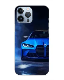 Чехол для iPhone 13 Pro с картинкой «Голубая BMW M4»