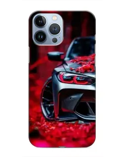 Чехол для iPhone 13 Pro с картинкой «Спортивная BMW и цветы»