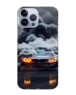 Чехол для iPhone 13 Pro с картинкой «BMW в дыму»