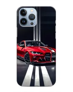 Чехол для iPhone 13 Pro с картинкой «Красная BMW на дороге»