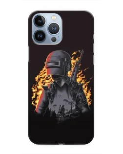 Чехол для iPhone 13 Pro с картинкой «PUBG — огненный силуэт»