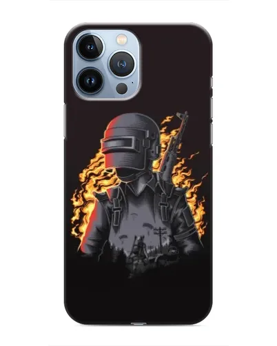 Чехол для iPhone 13 Pro с картинкой «PUBG — огненный силуэт» Чехол для iPhone 13 Pro с картинкой «PUBG — огненный силуэт»