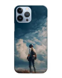 Чехол для iPhone 13 Pro с картинкой «Герой PUBG на скале»