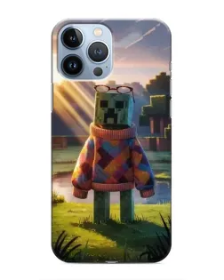 Чехол для iPhone 13 Pro с картинкой «Крипер в свитере»