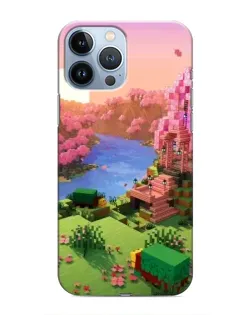 Чехол для iPhone 13 Pro с картинкой «Розовое дерево Minecraft»