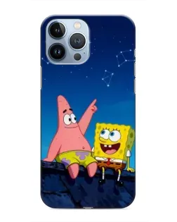 Чехол для iPhone 13 Pro с картинкой «Губка Боб и Патрик ночью» Чехол для iPhone 13 Pro с картинкой «Губка Боб и Патрик ночью»