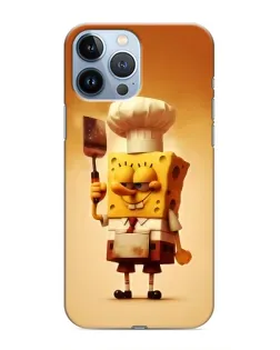 Чехол для iPhone 13 Pro с картинкой «Губка Боб повар»
