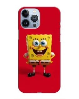 Чехол для iPhone 13 Pro с картинкой «Спанч Боб на красном»