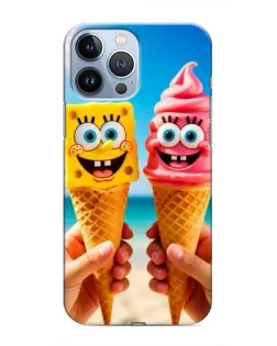 Чехол для iPhone 13 Pro с картинкой «Спанч Боб мороженое»