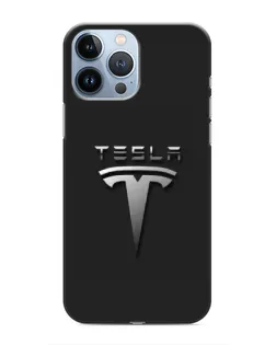 Чехол для iPhone 13 Pro с картинкой «Стальной логотип Tesla»