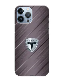 Чехол для iPhone 13 Pro с картинкой «Металлическая текстура Tesla»