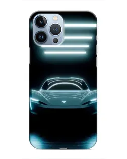 Чехол для iPhone 13 Pro с картинкой «Tesla в неоне»
