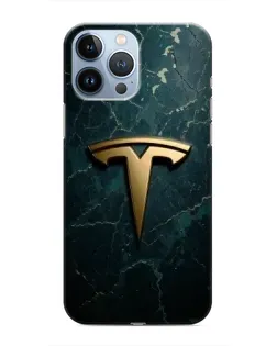 Чехол для iPhone 13 Pro с картинкой «Мраморная Tesla Gold»