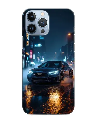 Чехол для iPhone 13 Pro с картинкой «Ночной город и Audi» Чехол для iPhone 13 Pro с картинкой «Ночной город и Audi»