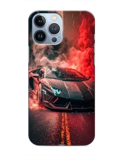 Чехол для iPhone 13 Pro с картинкой «Lamborghini красный дым»