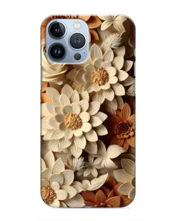 Чехол для iPhone 13 Pro с картинкой «Бежевый флористический декор»