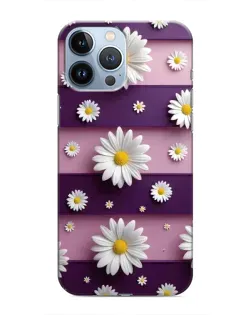 Чехол для iPhone 13 Pro с картинкой «Ромашки на фиолетовом»