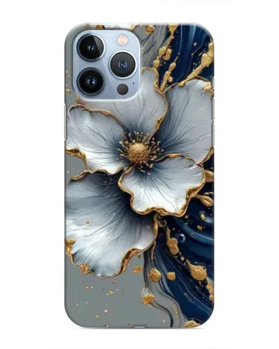 Чехол для iPhone 13 Pro с картинкой «Белый цветок и золотой флюид» Чехол для iPhone 13 Pro с картинкой «Белый цветок и золотой флюид»