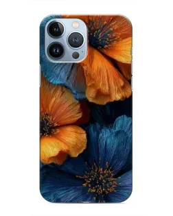 Чехол для iPhone 13 Pro с картинкой «Яркая сине-оранжевая флора»
