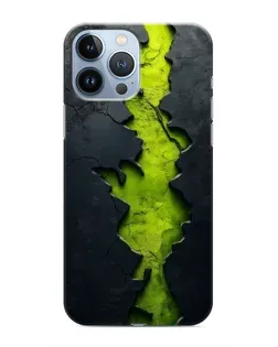 Чехол для iPhone 13 Pro с картинкой «Салатовый разлом скалы»