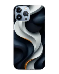 Чехол для iPhone 13 Pro с картинкой «Объемные черно-белые ленты»