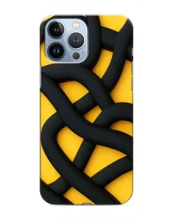 Чехол для iPhone 13 Pro с картинкой «Черное желтое переплетение»