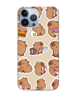 Чехол для iPhone 13 Pro с картинкой «Капибары паттерн»