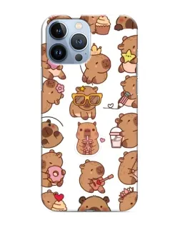 Чехол для iPhone 13 Pro с картинкой «Стикерпак с капибарами»