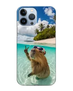 Чехол для iPhone 13 Pro с картинкой «Капибара на море»